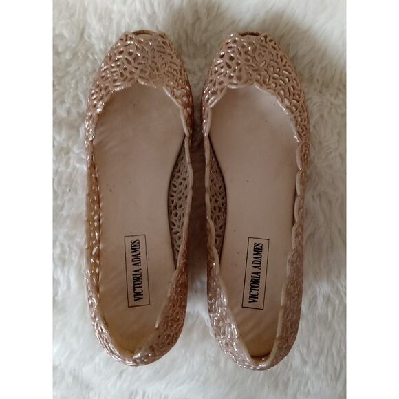 VICTORIA ADAMES Gold Glitter Jelly Platform Wedge Womens Size 8.5 - Picture 7 of 9